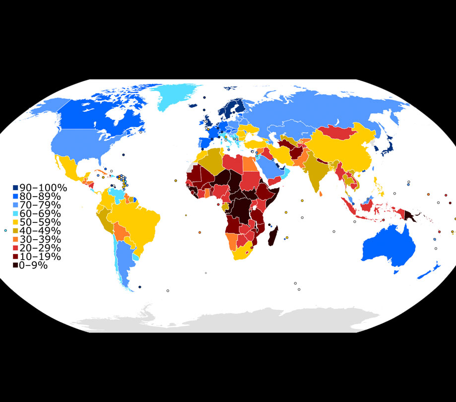 Countries by Internet usage and availability