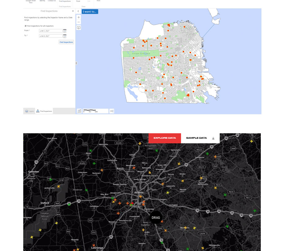 Using geospatial data in software and apps examples