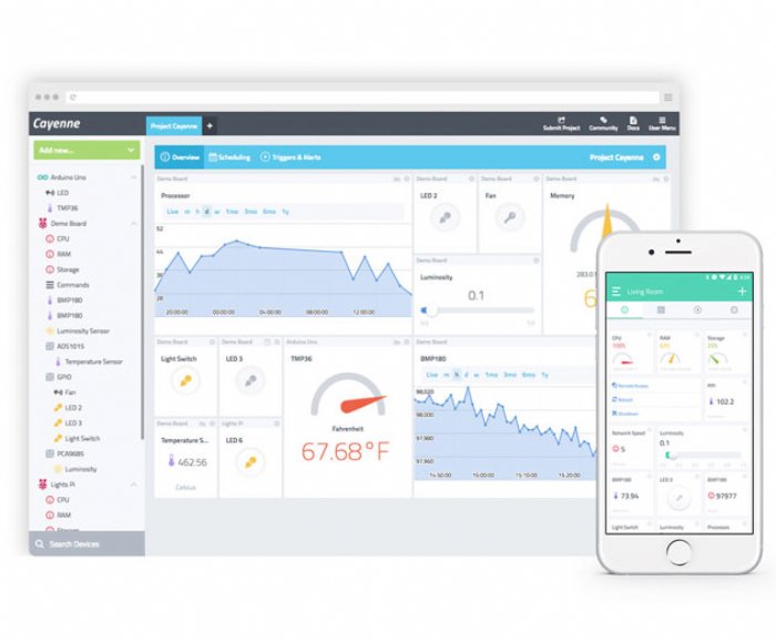myDevices Cayenne Drag and Drop IoT Project Builder Now Offers