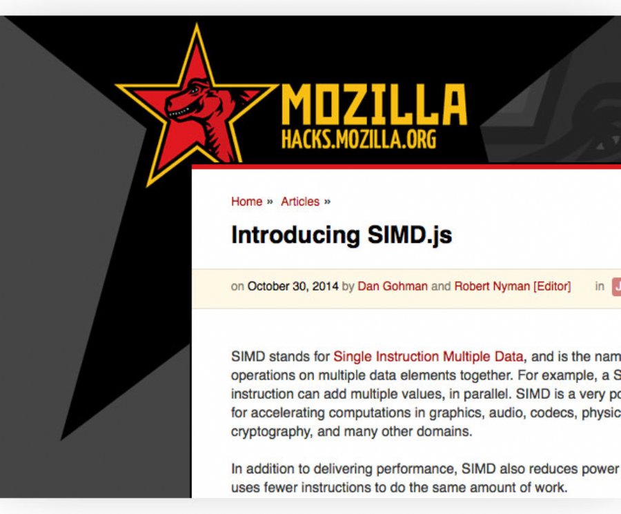 New SIMD.js API Being Developed by Intel, Google, and Mozilla for JavaScript