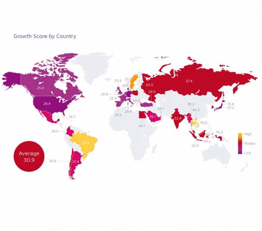 Adjust Mobile Growth Map Score by Country