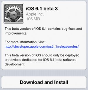 iOS 6.1 Beta 3 out for developers